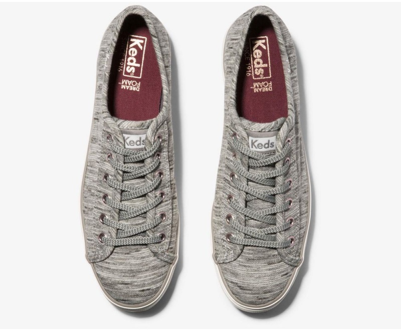 Keds Triple Kick Heathered Stripe Knit Αθλητικα Παπουτσια γυναικεια γκρι | RUE985741