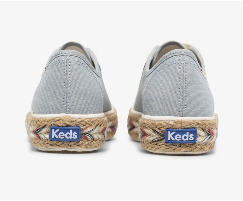 Keds Triple Kick Jute Chambray Αθλητικα Παπουτσια γυναικεια μπλε | IDS843901