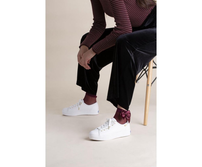 Keds Triple Kick Luxe δερματινα Αθλητικα Παπουτσια γυναικεια ασπρα | ILR580432