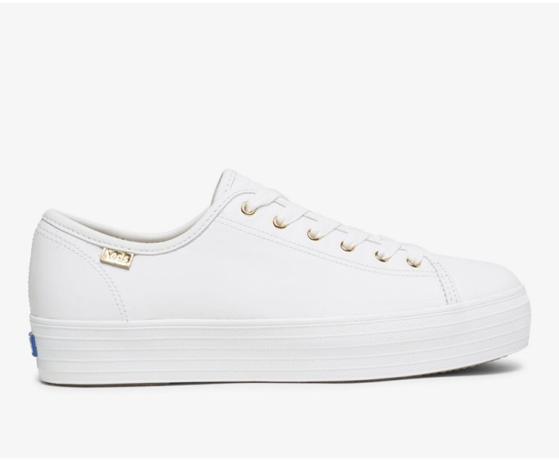 Keds Triple Kick Luxe δερματινα Αθλητικα Παπουτσια γυναικεια ασπρα | ILR580432