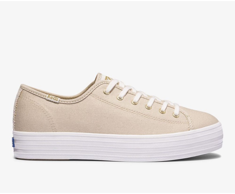 Keds Triple Kick Metallic καμβα Αθλητικα Παπουτσια γυναικεια χρυσο χρωμα | QPH036784