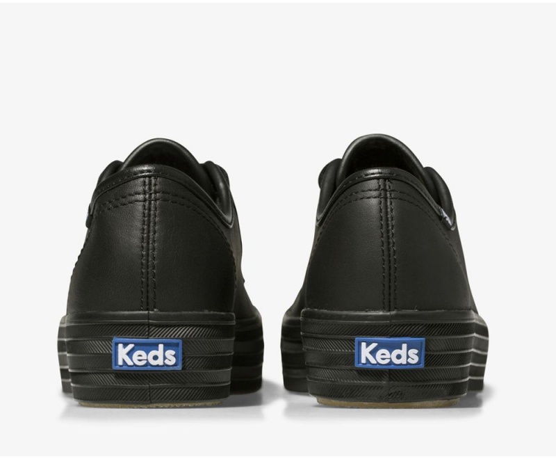 Keds Triple Kick δερματινα Αθλητικα Παπουτσια γυναικεια μαυρα | OQH895173