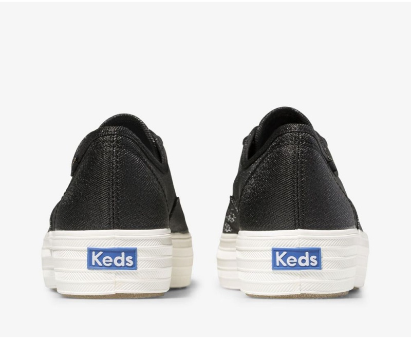 Keds Triple Metallic Twill Αθλητικα Παπουτσια γυναικεια μαυρα | JNV619820