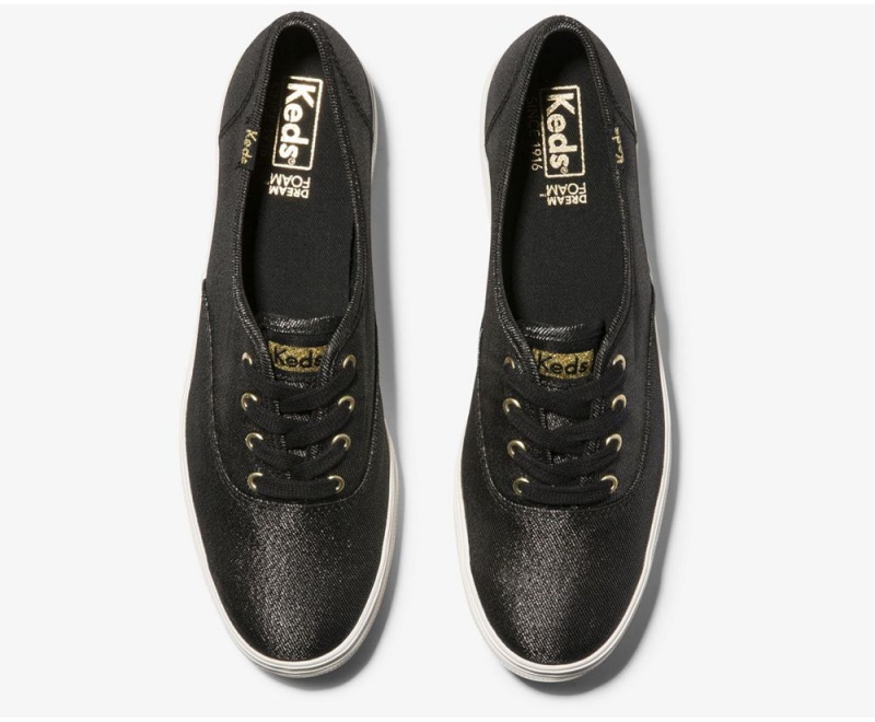 Keds Triple Metallic Twill Αθλητικα Παπουτσια γυναικεια μαυρα | JNV619820