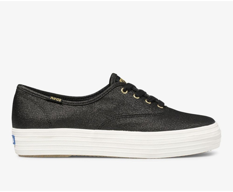 Keds Triple Metallic Twill Αθλητικα Παπουτσια γυναικεια μαυρα | JNV619820