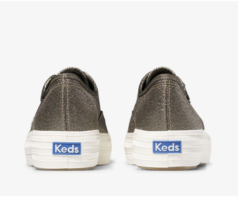 Keds Triple Metallic Twill Αθλητικα Παπουτσια γυναικεια χρυσο χρωμα | DIV831754