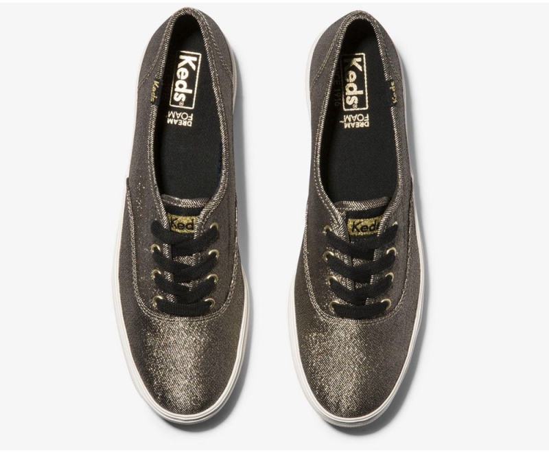 Keds Triple Metallic Twill Αθλητικα Παπουτσια γυναικεια χρυσο χρωμα | DIV831754