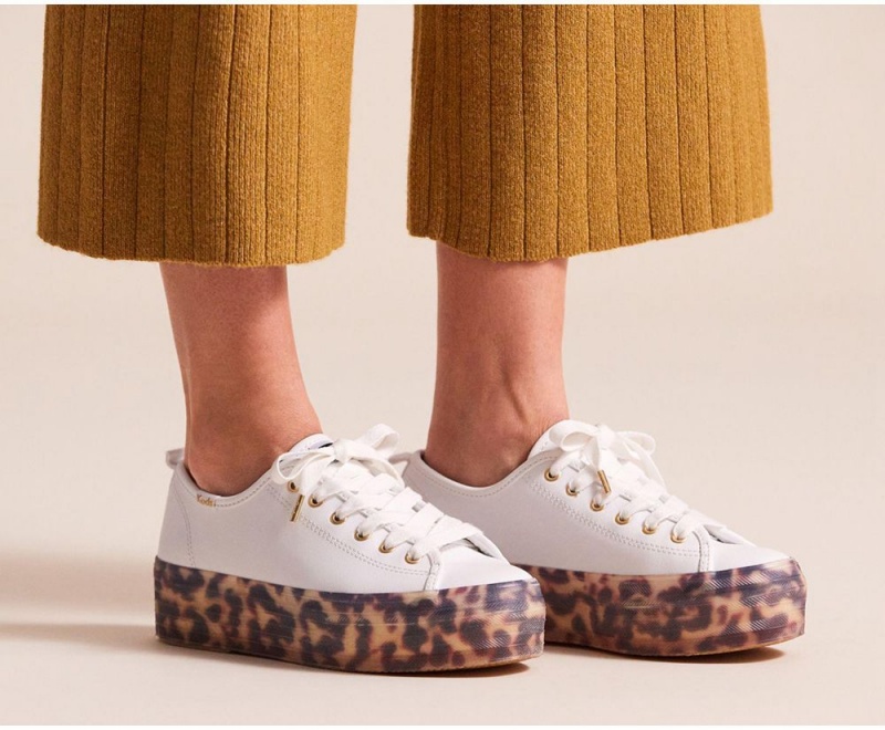 Keds Triple Up δερματινα Tortoise Foxing Αθλητικα Παπουτσια γυναικεια ασπρα | ZTU159634