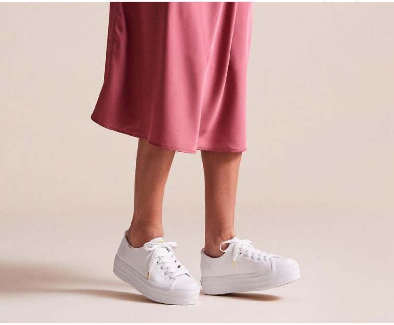 Keds Triple Up δερματινα Αθλητικα Παπουτσια γυναικεια ασπρα | IPR462719