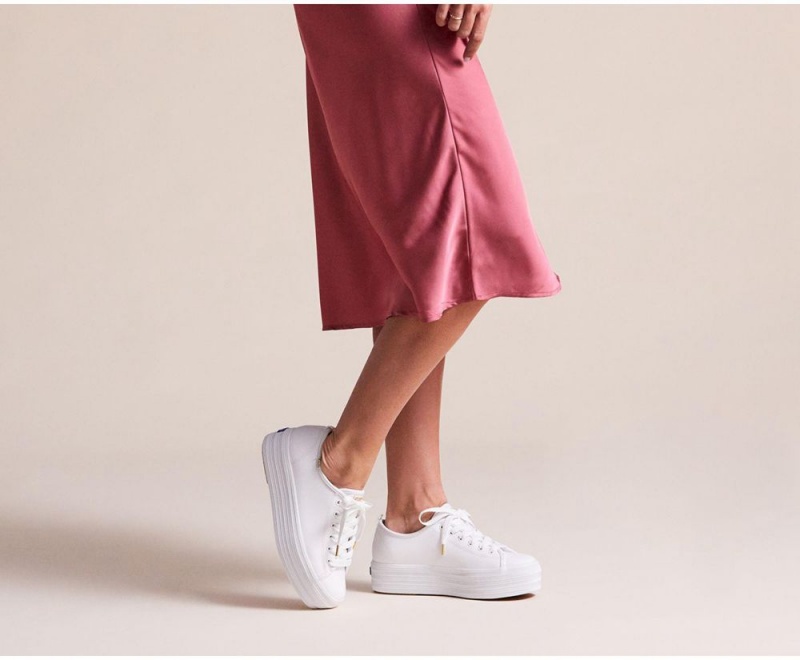 Keds Triple Up δερματινα Αθλητικα Παπουτσια γυναικεια ασπρα | IPR462719