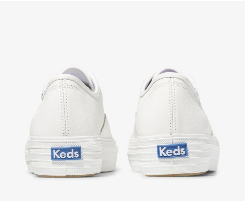 Keds Triple δερματινα Αθλητικα Παπουτσια γυναικεια ασπρα | QLW634798