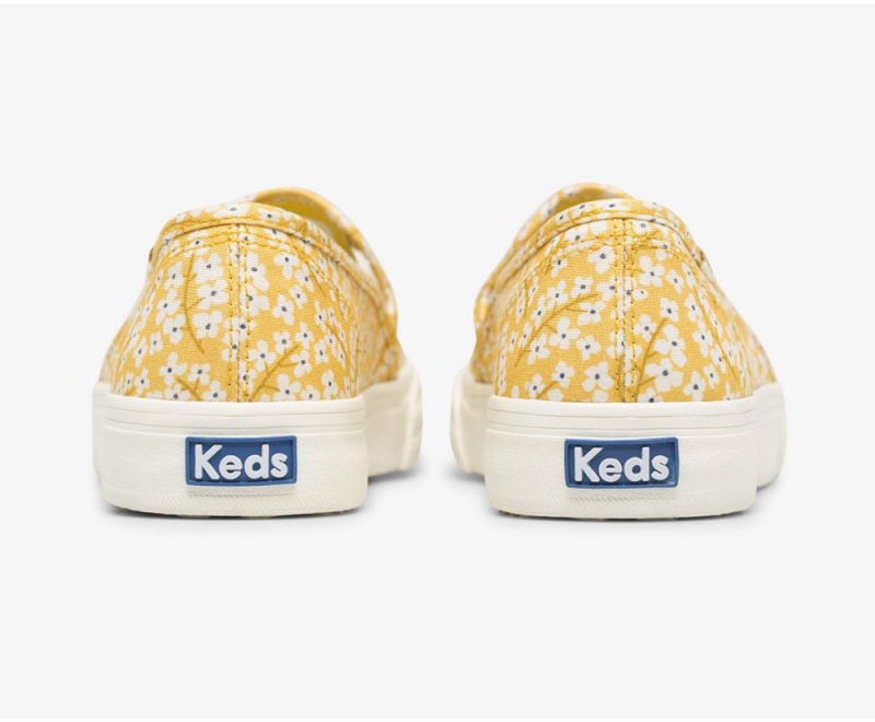 Keds Washable Double Decker Floral Slip On γυναικεια κίτρινα | IUG648507