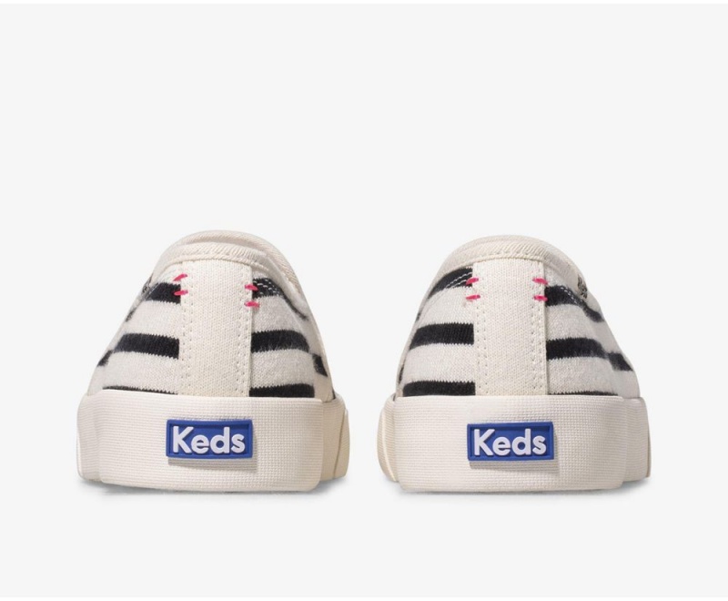 Keds x Hatch Double Decker Bateau Stripe Slip On γυναικεια ασπρα μαυρα | BOY619705