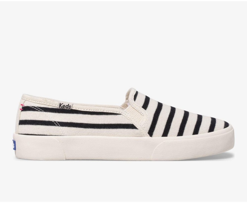 Keds x Hatch Double Decker Bateau Stripe Slip On γυναικεια ασπρα μαυρα | BOY619705