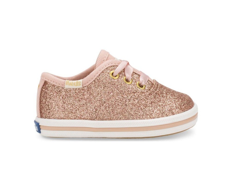 Keds x Kate Spade New York Champion Glitter Crib Αθλητικα Παπουτσια για κοριτσια ροζ χρυσο χρωμα | LUO870943