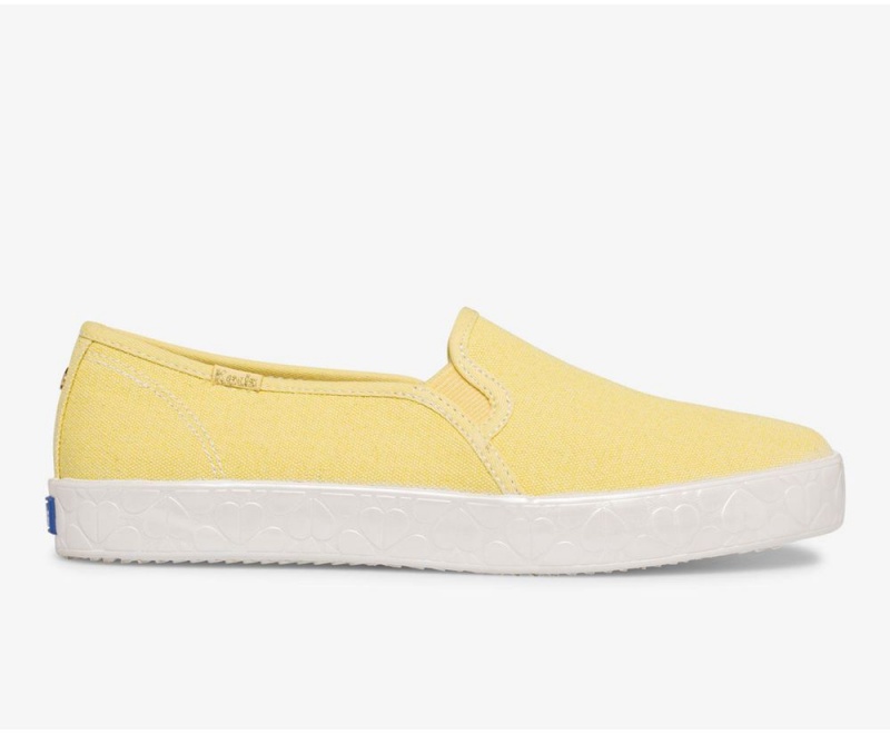 Keds x Kate Spade New York Double Decker Logo Foxing καμβα Slip On γυναικεια κίτρινα | KPV703681