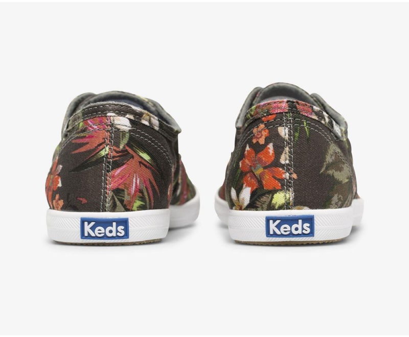 Keds x Organic βαμβακερα Chillax Tropical Washable Slip On γυναικεια μαυρα Πολύχρωμο | XOZ254891