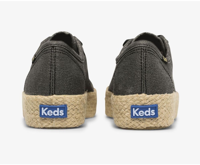 Keds x Organic βαμβακερα Triple Kick Jute Αθλητικα Παπουτσια γυναικεια μαυρα | MRV425391