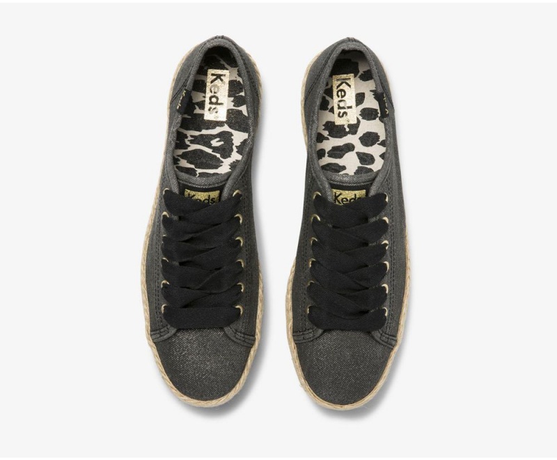 Keds x Organic βαμβακερα Triple Kick Jute Αθλητικα Παπουτσια γυναικεια μαυρα | MRV425391