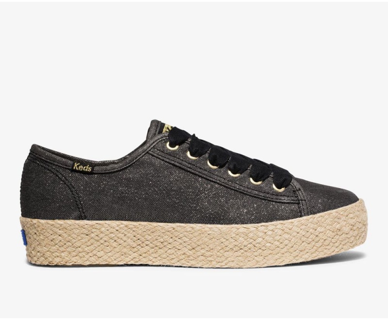 Keds x Organic βαμβακερα Triple Kick Jute Αθλητικα Παπουτσια γυναικεια μαυρα | MRV425391