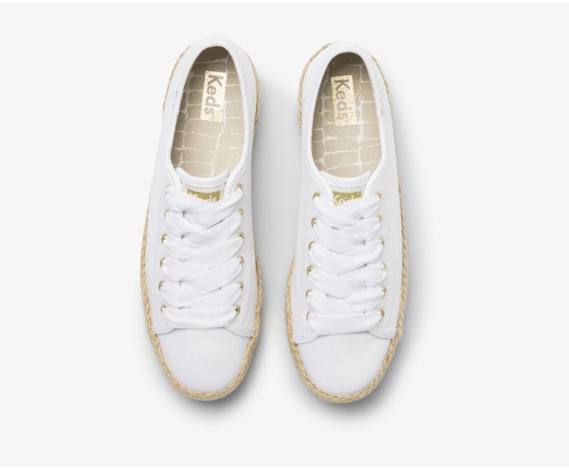 Keds x Organic βαμβακερα Triple Kick Jute Αθλητικα Παπουτσια γυναικεια ασπρα | WXD164072