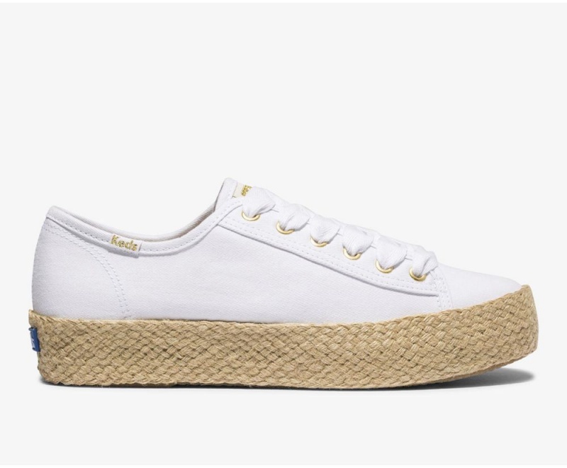 Keds x Organic βαμβακερα Triple Kick Jute Αθλητικα Παπουτσια γυναικεια ασπρα | WXD164072