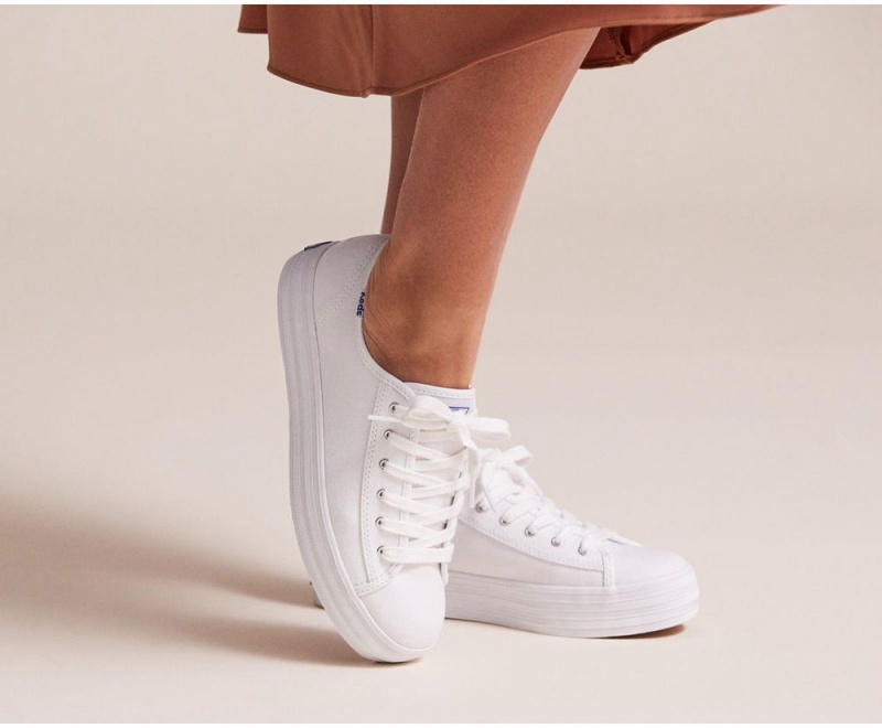 Keds x Organic βαμβακερα Triple Kick Αθλητικα Παπουτσια γυναικεια ασπρα | UHN890147