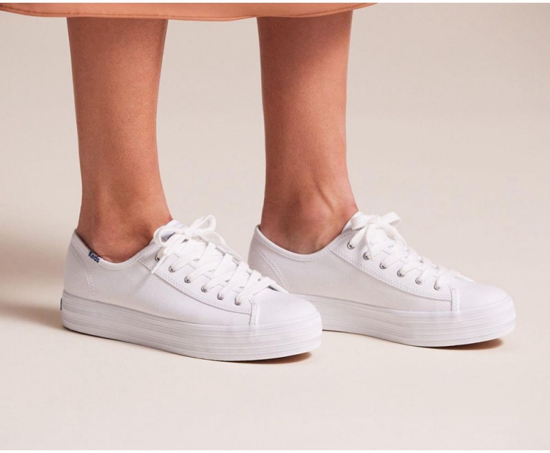 Keds x Organic βαμβακερα Triple Kick Αθλητικα Παπουτσια γυναικεια ασπρα | UHN890147