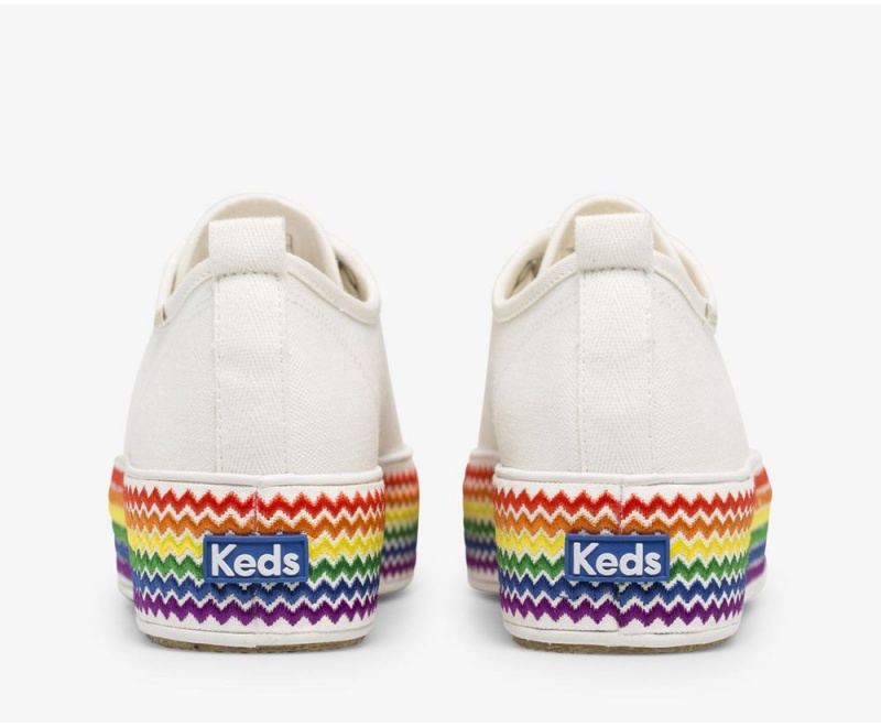 Keds x Organic βαμβακερα Triple Up Rainbow Jute Αθλητικα Παπουτσια γυναικεια ασπρα | RKG165938