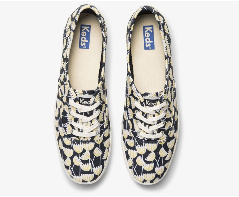 Keds x Organic βαμβακερα Washable Champion Floral Αθλητικα Παπουτσια γυναικεια σκουρο μπλε Πολύχρωμο | TEP873914