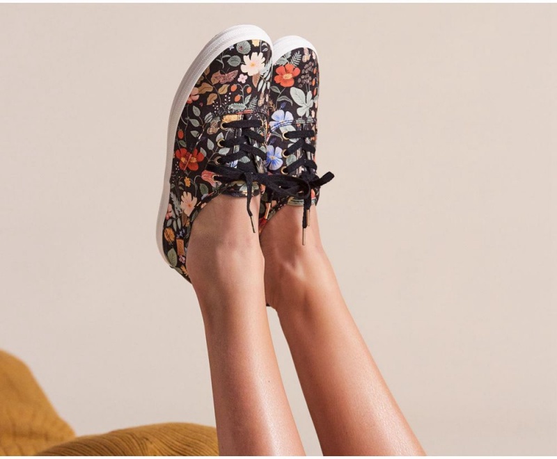 Keds x Rifle Paper Co. Champion Strawberry Fields Αθλητικα Παπουτσια γυναικεια μαυρα Πολύχρωμο | TLW245871