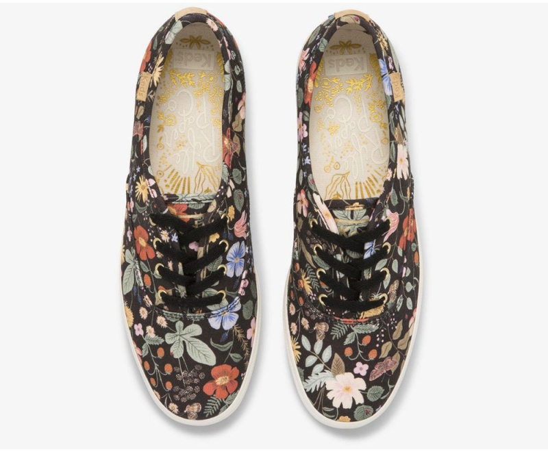 Keds x Rifle Paper Co. Champion Strawberry Fields Αθλητικα Παπουτσια γυναικεια μαυρα Πολύχρωμο | TLW245871