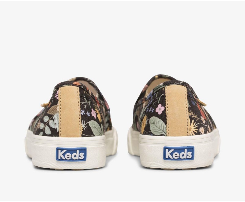 Keds x Rifle Paper Co. Double Decker Strawberry Fields Slip On γυναικεια μαυρα Πολύχρωμο | VSY183926