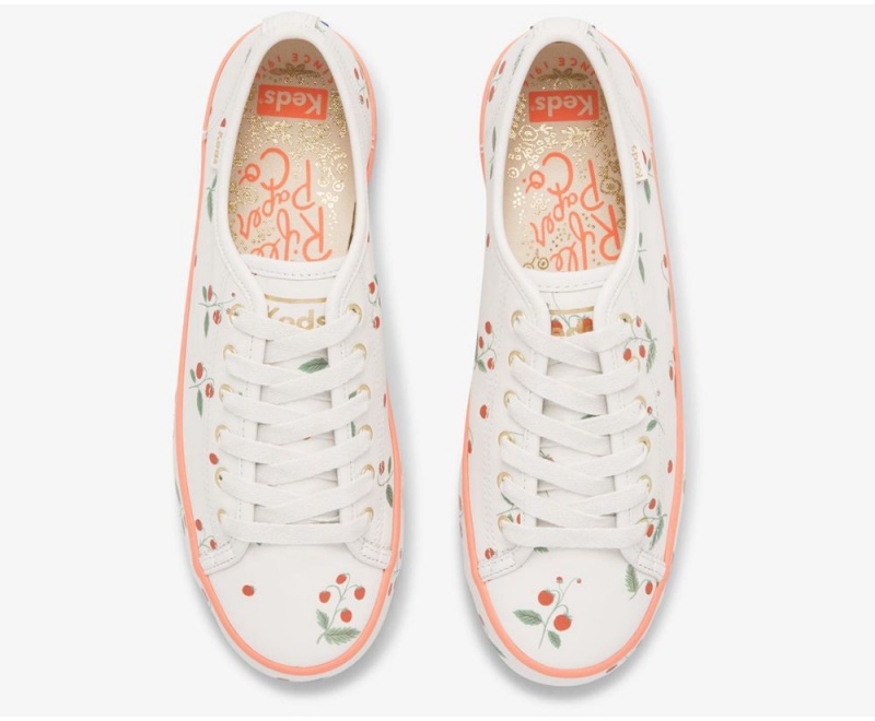 Keds x Rifle Paper Co. Kickstart Mini Strawberries Αθλητικα Παπουτσια γυναικεια ασπρα | XCL059462